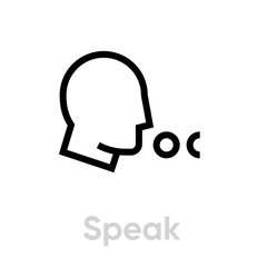 Voice control, speak or talking icon. Vector Editable Line.