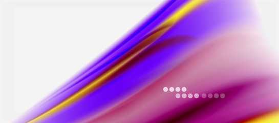 Wave lines abstract background, smooth silk design with rainbow style colors. Liquid fluid color waves. Vector Illustration