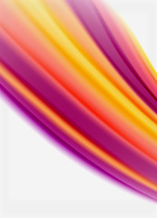 Wave lines abstract background, smooth silk design with rainbow style colors. Liquid fluid color waves. Vector Illustration