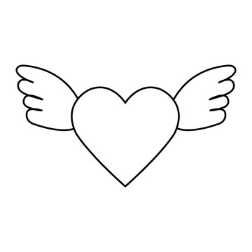 cute heart with wings isolated icon vector illustration design