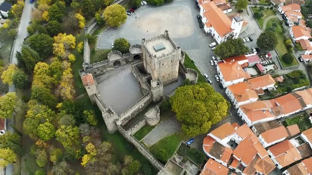 Aerial view of the Castle of Bragan&ccedil;a (Portuguese: Castelo de Bragan&ccedil;a). A medieval castle located in the historic center of the city of Santa Maria, district of Bragan&ccedil;a, Portugal.