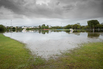 heavy consistent rain causes flood damaged waters on the Gold Coast, Queensland, Australia