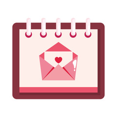 envelope mail with heart in calendar isolated icon vector illustration design