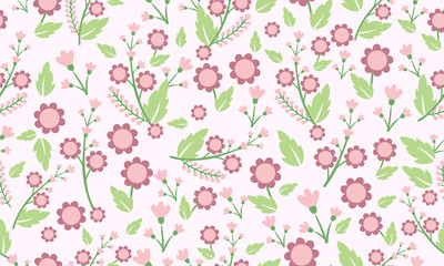 Fototapeta na wymiar Elegant wallpaper for spring floral pattern background, with leaf and flower ornate.