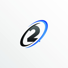 Initial Number 2 Logo with Circle Swoosh Element