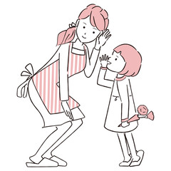 手描き1color こっそり「ママ大好き」母の日　親子