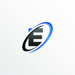 Initial Letter E Logo with Circle Swoosh Element