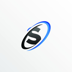 Initial Letter S Logo with Circle Swoosh Element