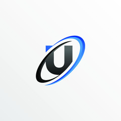 Initial Letter U Logo with Circle Swoosh Element