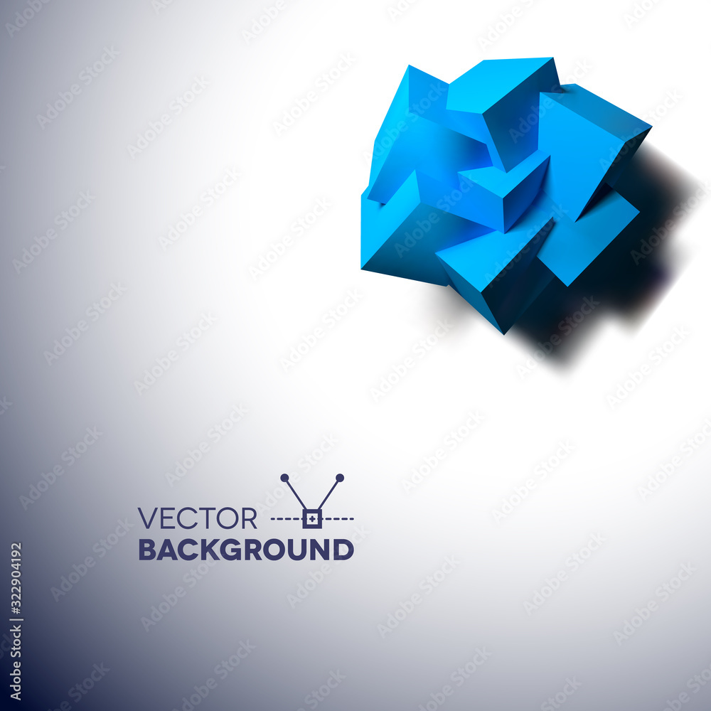 Poster abstract background with overlapping blue cubes