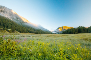 Obraz premium Landscape of mountains in Dolomites Italy in summer