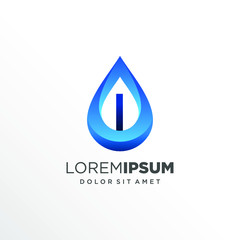 Initial Letter I inside Water Drop Logo Design