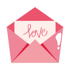 envelope mail with love lettering isolated icon vector illustration design