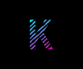 Abstract Techno Line K Letter Icon Design