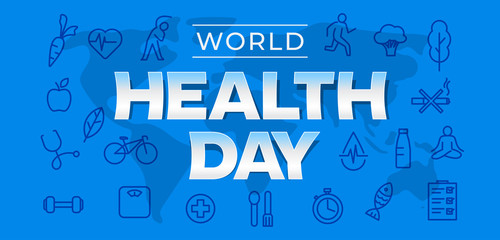 World Health Day background decorated with wellness icons