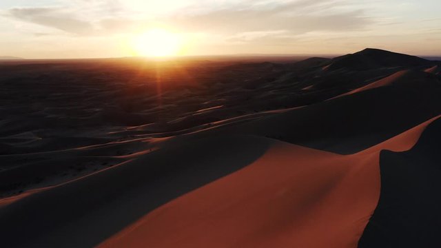 drone sunset gobi desert in Mongolia