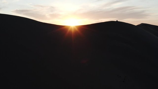 drone sunset gobi desert in Mongolia