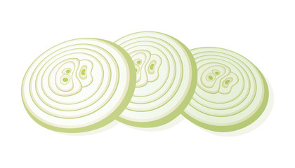 Sliced onion isolated on white background. Rings of onion. Vector Illustration.
