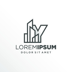 Initial Letter Y with Buildings Logo Design