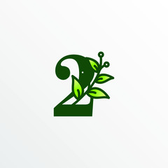Initial Number 2 Botanical Logo Design