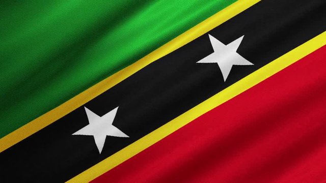 Flag of Saint Kitts and Nevis Waving Background