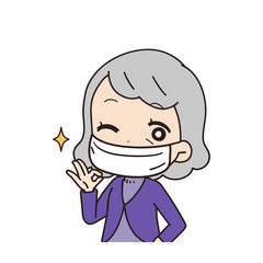 Oblique illustration of woman preventing infectious disease, upper body.