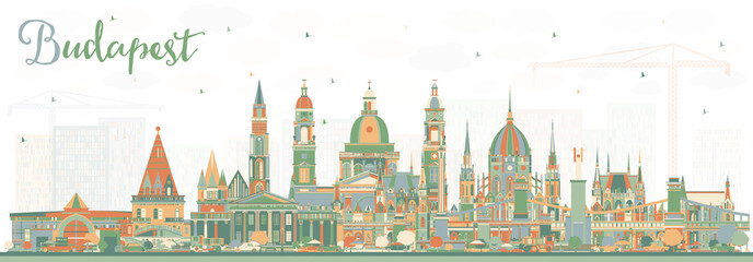 Fototapeta premium Budapeszt Węgry panoramę miasta z kolorowymi budynkami.