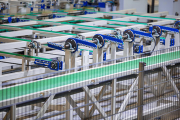 The mechanism of the automatic line. Automated industrial production.