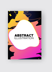 Modern abstract vector banners. Ink style poster shapes of gradient colors on black background.