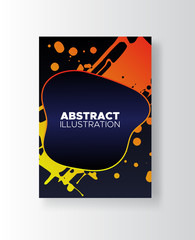 Modern abstract vector banners. Ink style poster shapes of gradient colors on black background.