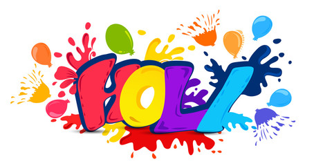 illustration of colorful background for Festival of Colors celebration with message in Hindi Holi Hain meaning Its Holi
