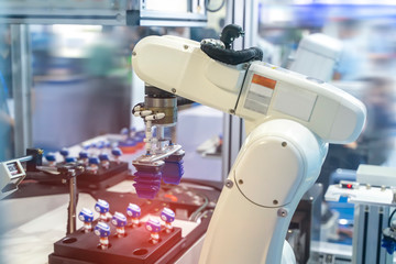 automatic machine tool in industrial manufacture factory,Smart factory industry 4.0 concept.