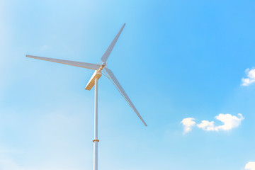 Home Wind Turbine with bright sky background, small wind turbine renewable energy source of future