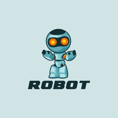 Robot mascot logo design illustration. Vector robot.
