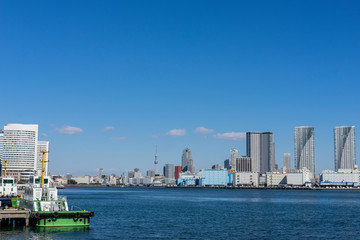 東京芝浦　日の出埠頭から望む晴海方面の風景