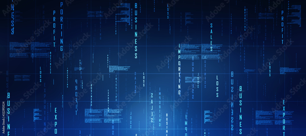 Poster 2d illustration abstract digital binary data on computer screen