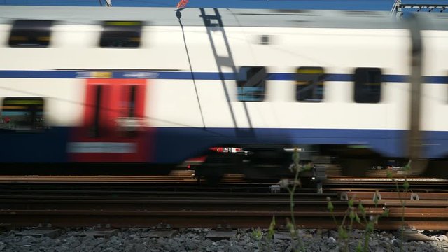 summer sunny day zurich city train station railroad side panorama 4k switzerland