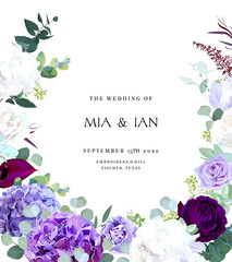 Elegant seasonal dark flowers vector design wedding frame