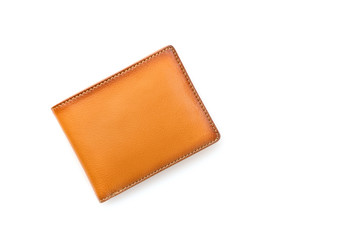 New leather brown men wallet isolated on white