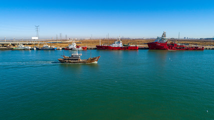 Aerial photography of shipyard Wharf