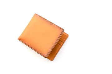 New leather brown men wallet isolated on white
