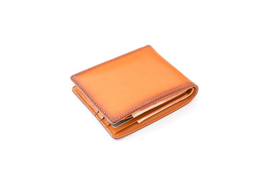 New leather brown men wallet isolated on white