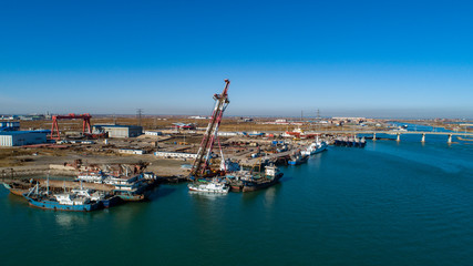 Aerial photography of shipyard Wharf