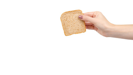 Whole wheat bread, healthy food. Isolated on white.