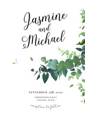 Herbal invitation simple vector vertical frame