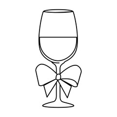 cup glass champagne with bow ribbon isolated icon vector illustration design