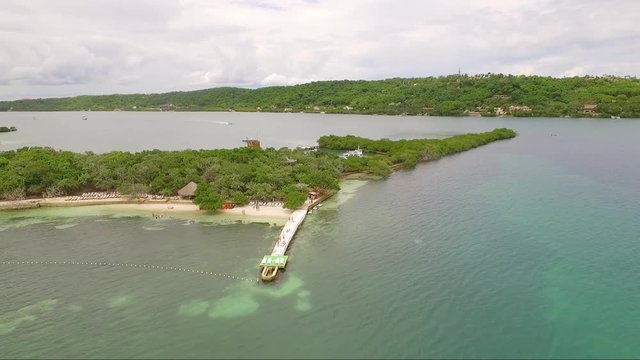 Aerial Shot of Pier in Beautiful Caribbean Crystal Blue Water
