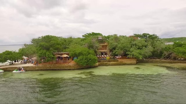Aerial Shot of Party on Caribbean Blue Water