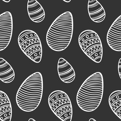 Easter eggs vector, dark background. Seamless pattern.