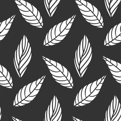 Decorative leafs background, foliage vector. Seamless pattern.